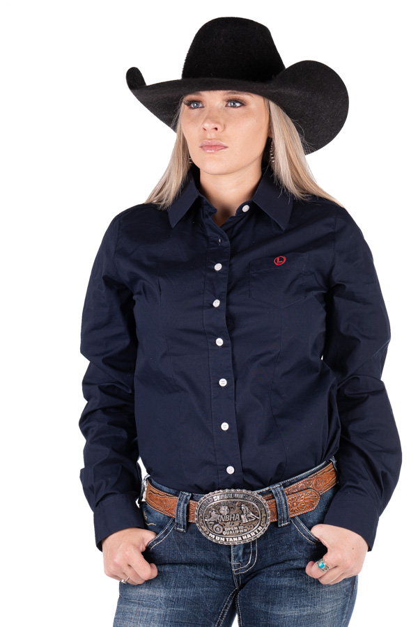 Ladies Long Sleeve Navy Shirt - Circle L Australia