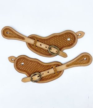 Leather Spur Strap with basket weave