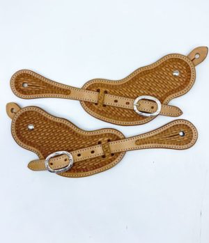 Leather Spur Strap with basket weave