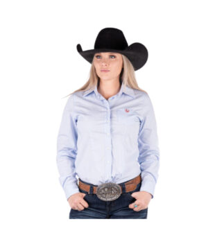 Circle L Ladies Sky Blue Long Sleeve Fitted Arena Shirt