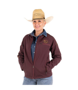LADIES SOFT SHELL JACKET – BURGUNDY