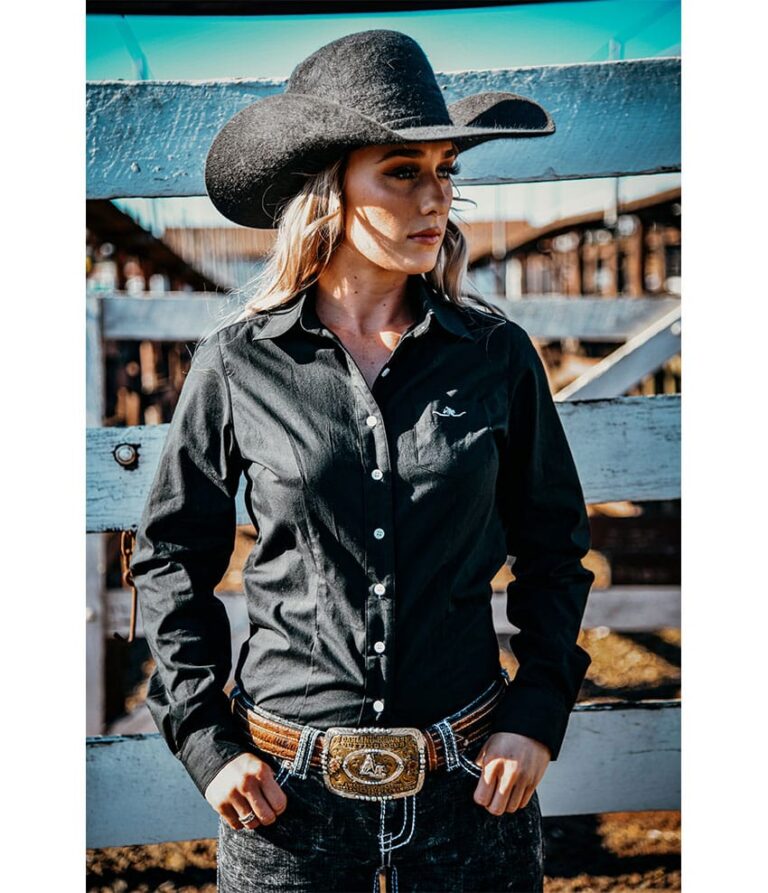 Ladies Long Sleeve Black Shirt Circle L Australia