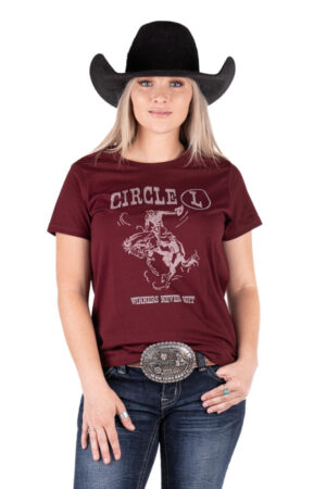 Circle L Ladies Bronc T-shirt – Maroon