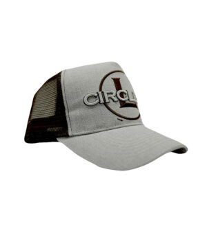 New Release – Circle L Grey & Chocolate Embroidered  High Profile Trucker Cap