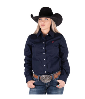 Circle L Ladies Navy Long Sleeve Fitted Arena Shirt