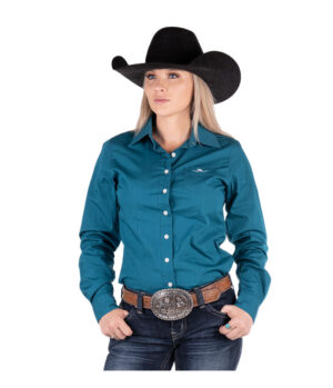 Circle L Ladies Teal Long Sleeve Fitted Arena Shirt