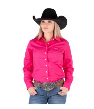 Circle L Ladies Fuchsia Long Sleeve Fitted Arena Shirt