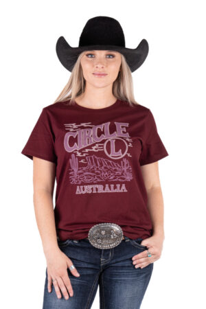Circle L Ladies Cactus T-shirt – Maroon