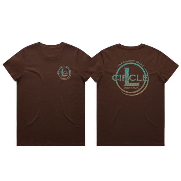 Ladies Logo T-Shirt Chocolate/Teal