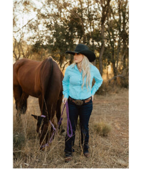 Circle L Ladies Turquoise Long Sleeve Fitted Arena Shirt