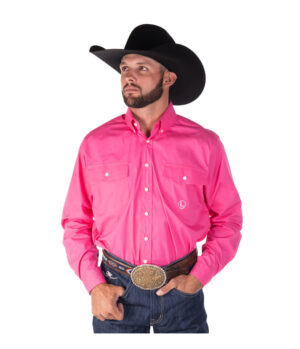 Mens Pink Long Sleeve Shirt