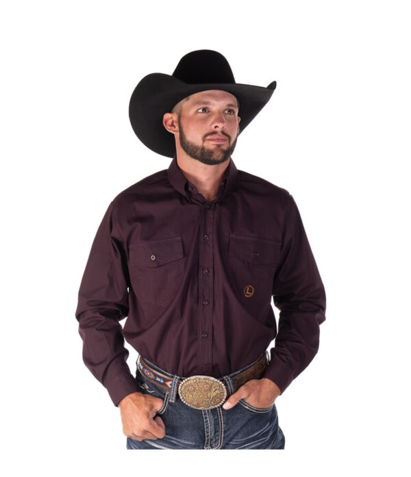 Mens Burgundy Long Sleeve Shirt