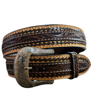 El Torro – Leather Belt with Carving Overlay