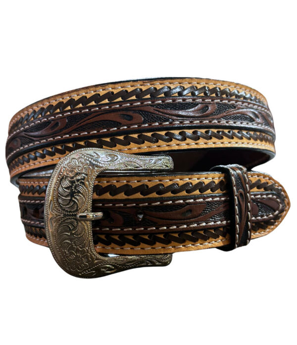 El Torro - Leather Belt with Carving Overlay