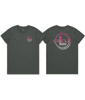 Ladies Logo T-Shirt Charcoal Pink/White