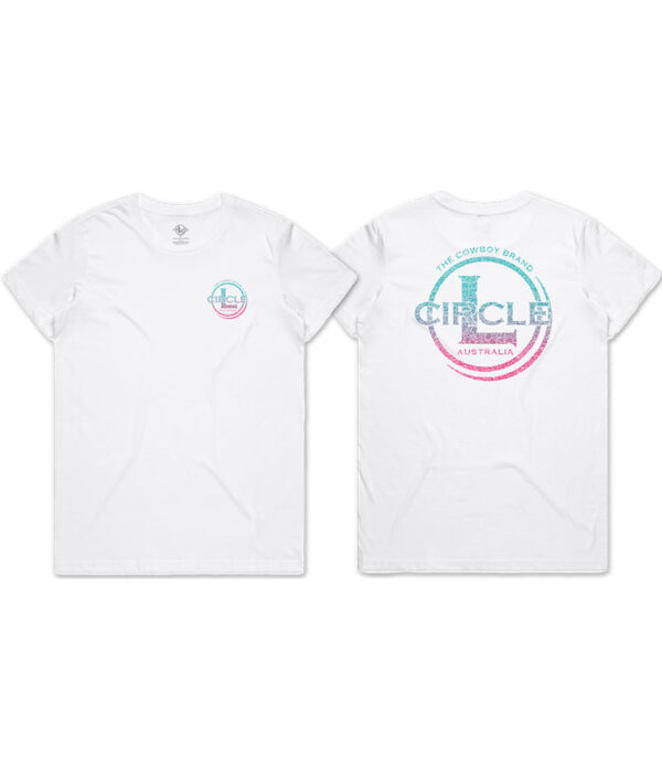 Ladies Logo T-Shirt White Teal/Pink