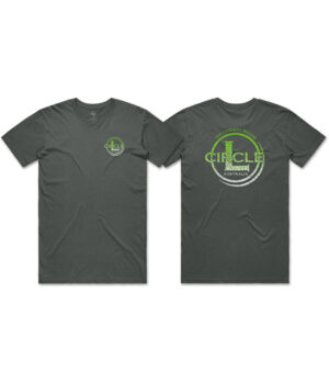 Mens Charcoal Logo T-Shirt Lime White Logo