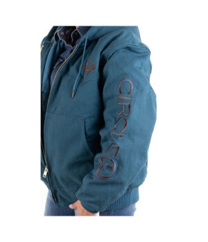 LADIES TEAL CANVAS HEAVY JACKET WITH HOOD