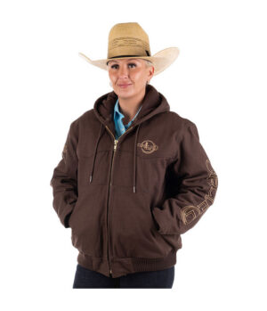 LADIES CHOCOLATE CANVAS HEAVY JACKET WITH HOOD
