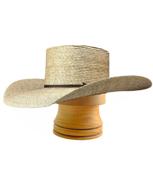 Light Weight Palm Leaf Hat – ‘High Roller’ with Brown Hatband