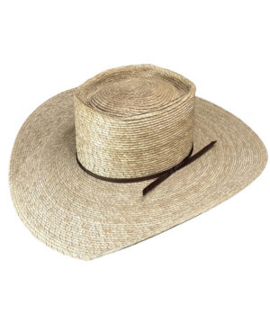 Light Weight Palm Leaf Hat – ‘High Roller’ with Brown Hatband