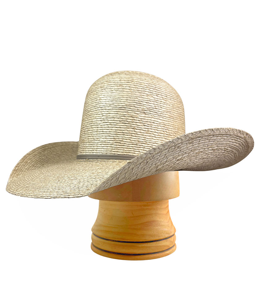 Light Weight Palm Leaf Hat - 'OPEN CROWN' with Beige Hatband